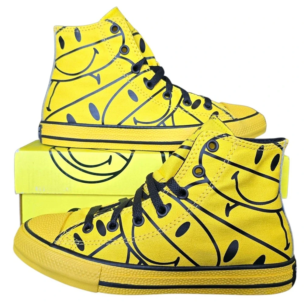 Converse Chuck Taylor China Town All Star Smiley Face Yellow‎ High Tops 3Y